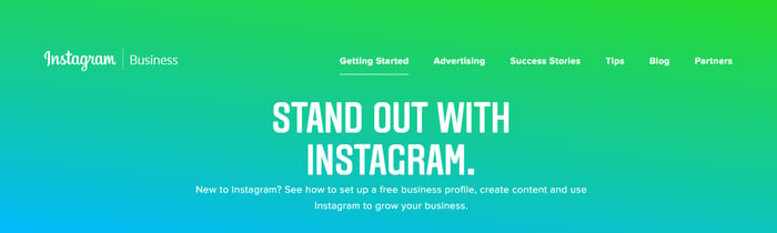 Instagram business homepage.