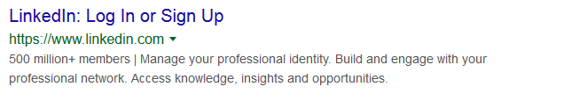 LinkedIn meta description as an example 