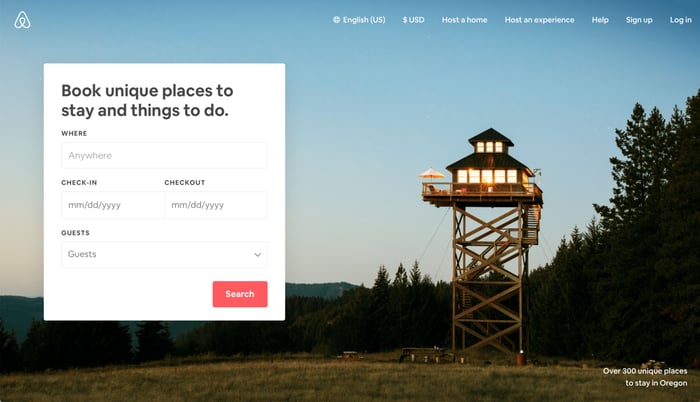 Airbnb home page