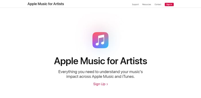 Apple Music for Artists landing page