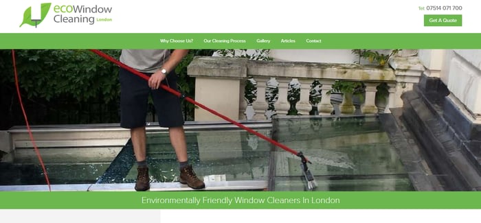 London ECO window cleaning's business homepage 
