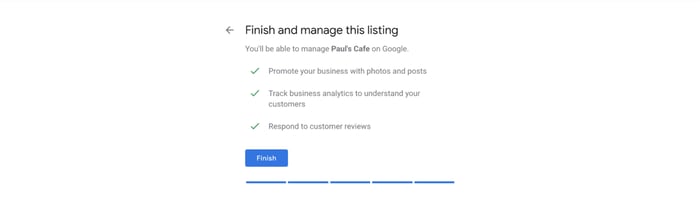 Google My Business finishing page