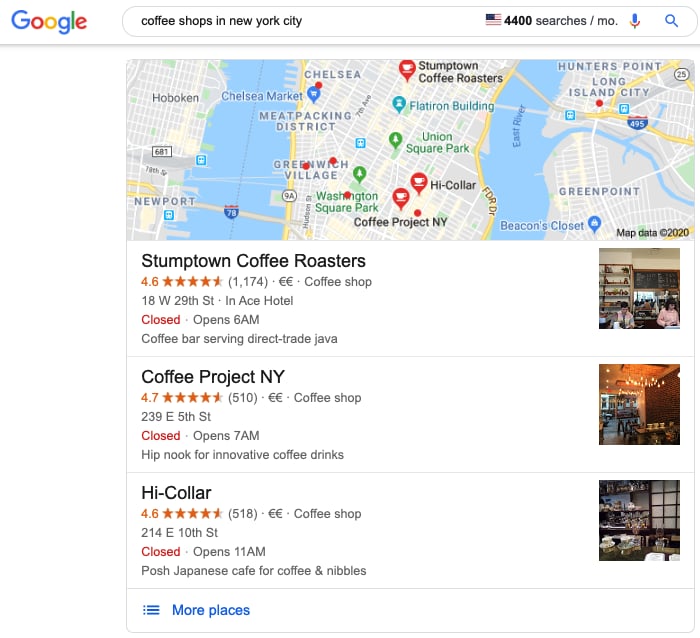 Google my business search listing