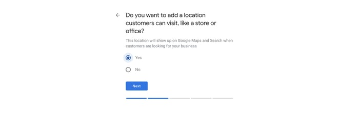 Google My Business location entry form
