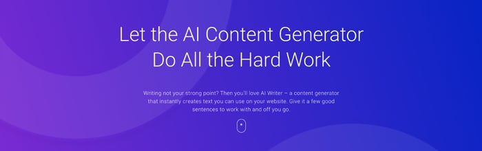Zyro AI Content Genrator page