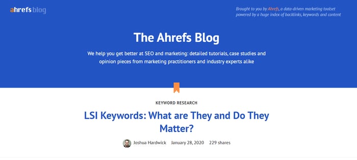 Ahrefs SEO blog front page.