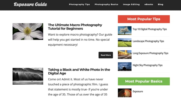 Exposure Guide photography blog