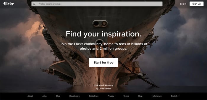 Flickr website landing page