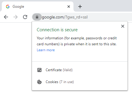 website showing that it is secure
