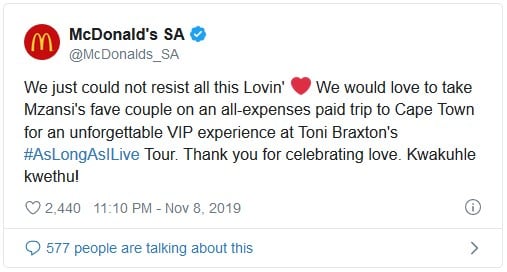 McDonalds Tweet to show social media marketing