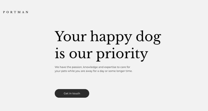 Portman website saying, your happy dog is our priority