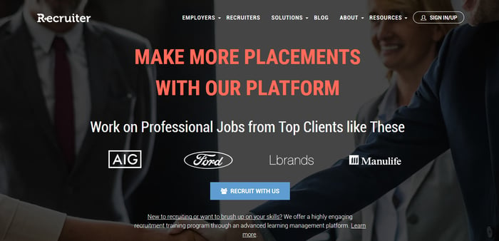Using Recruiter website to hire travel agency employees.