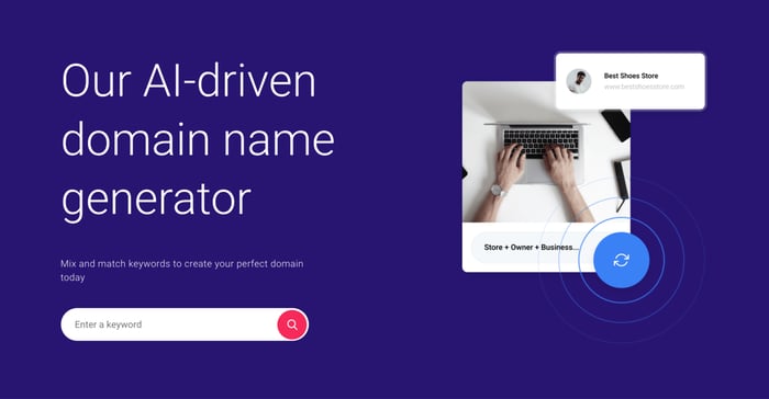 Zyro's AI-driven Domain Name Generator page
