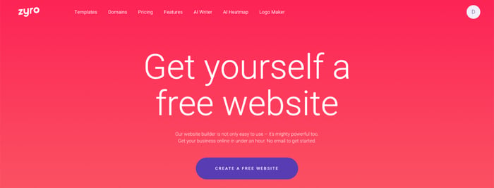 Zyros free website landing page