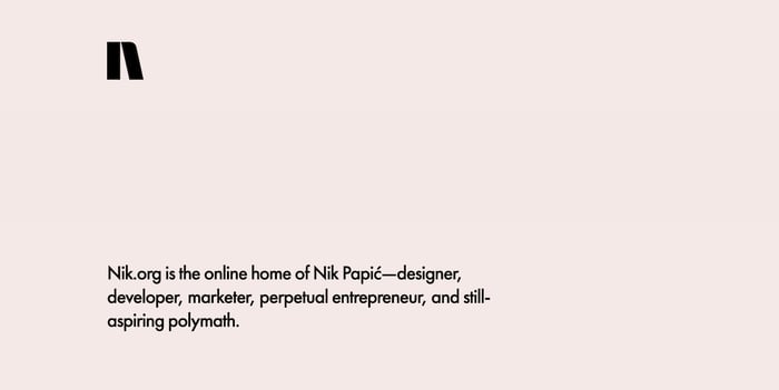 Screenshot from Nik Papic resume website