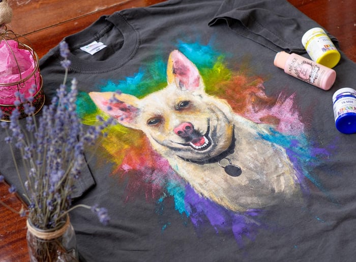 Portrait d'un chient sur un t-shirt