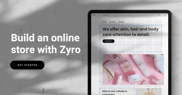 Build an online store with Zyro on a tablet