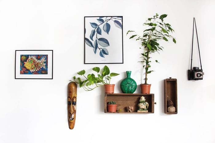 Items on a Shelf and Wall, Home Decor