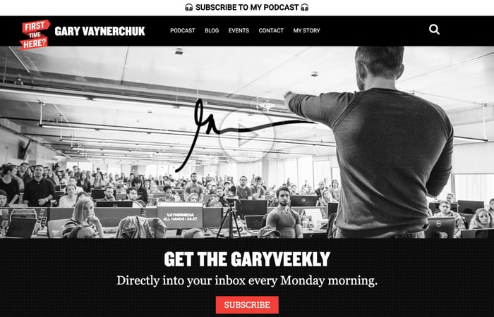 Sitio web portfolio de Gary Vaynerchuk