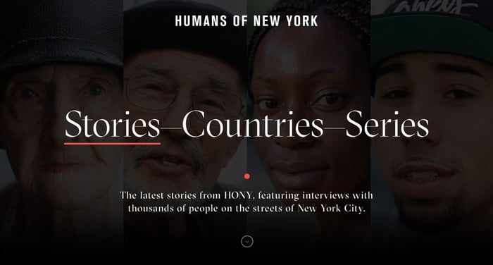 Humans of New York blog landing page