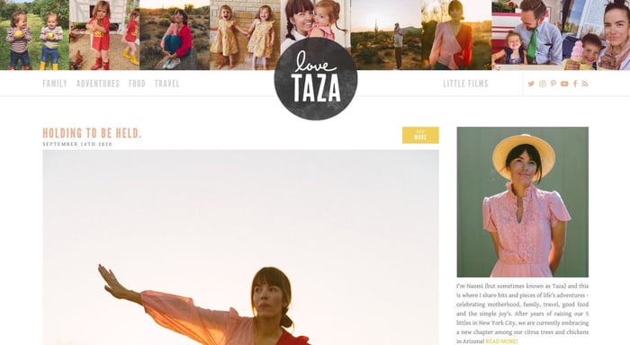 Love, Taza blog landing page