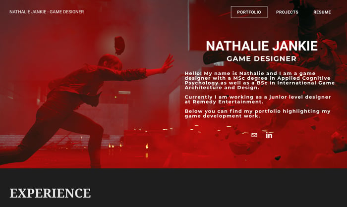 Sitio web portfolio de Nathalie Jankie