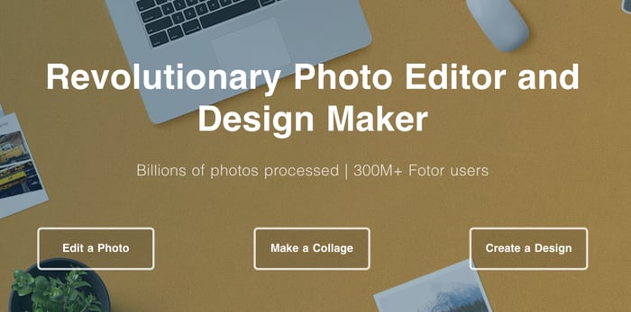 página inicial do software de edição de fotos Fotor
