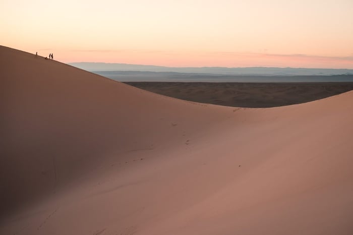 Smooth sand dunes at dusk