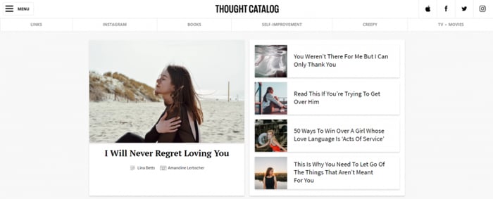 landing page do blog Thought Catalog