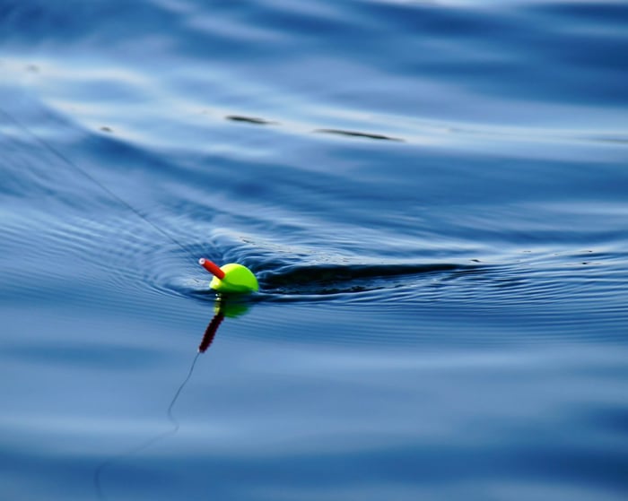 Fishing lure in water, closeup