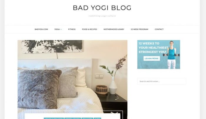 landing page do blog de ioga Bad Yogi