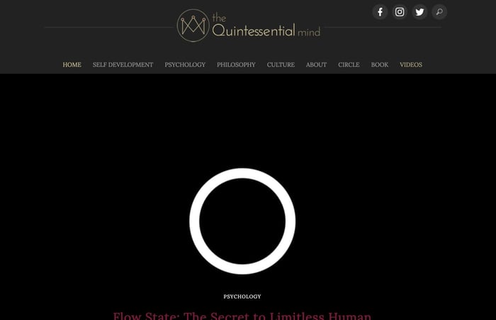 Landing page del blog The Quintessential Mind