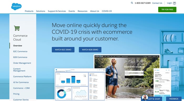 Salesforce e-commerce Software Website Screenshot