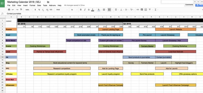 Sample Marketing Schedule Excel