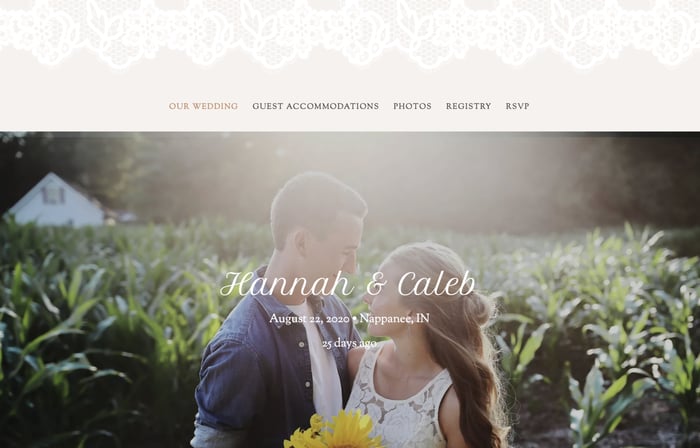 ví dụ về website wedding hannah and caleb