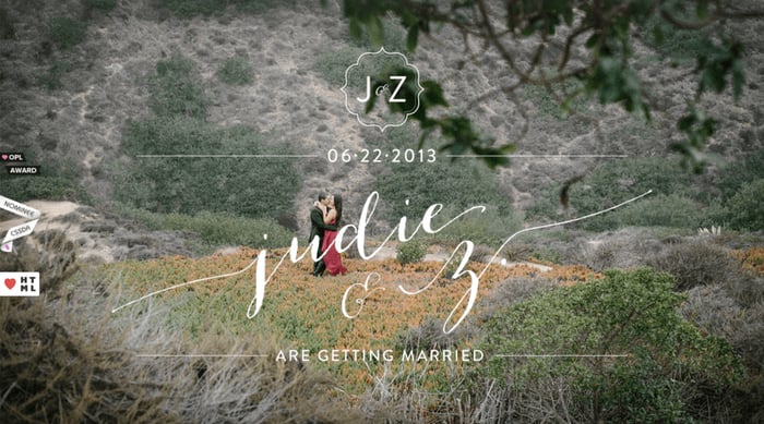 ví dụ về website wedding Judie and Z
