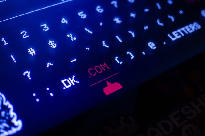 teclado iluminado com domínio .com