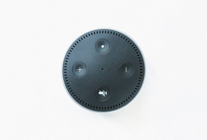 Amazon Echo speaker shot from above