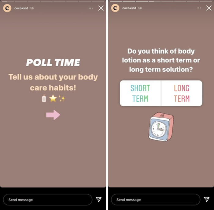 Captures d'écran de sondages Instagram
