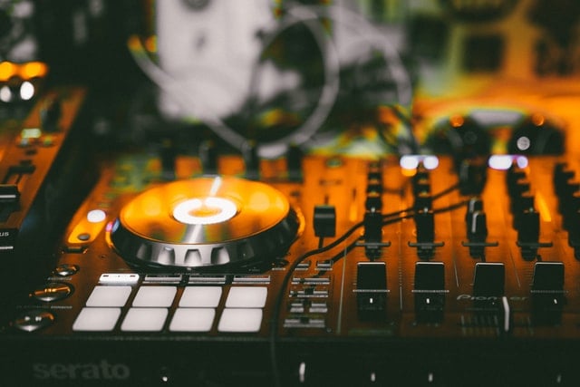DJ setup in nightclub