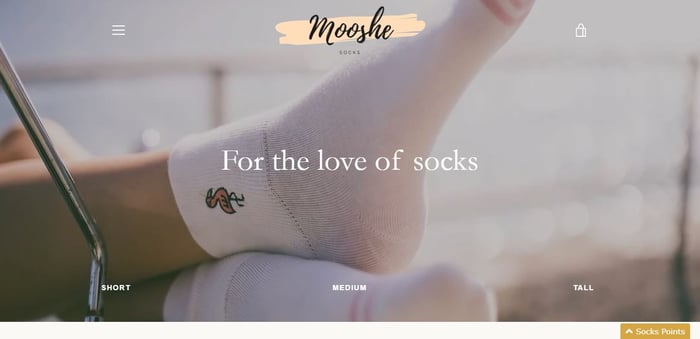 mooshe socks website homepage