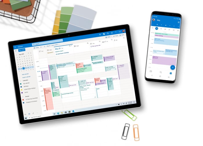 Microsoft Office and Outlook mockup