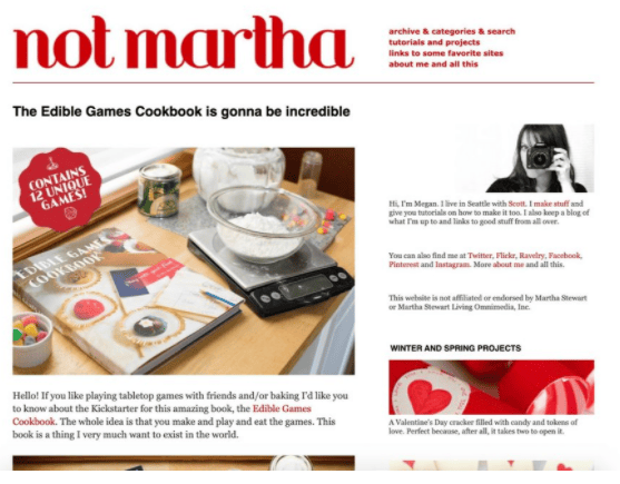 Screenshot sito di artigianato Not Martha