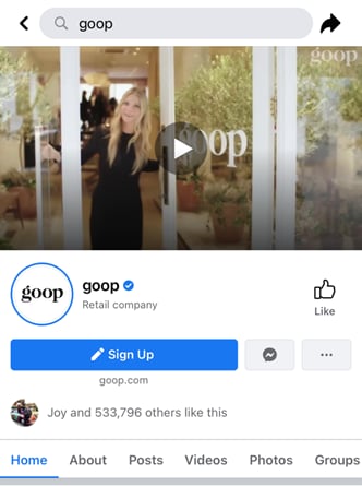 Goop Facebook page