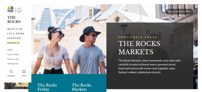 The Rocks Markets web page