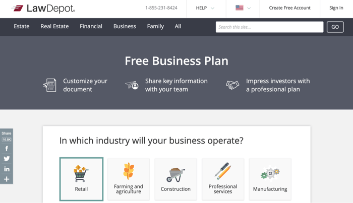 Businessplan template van Law Depot