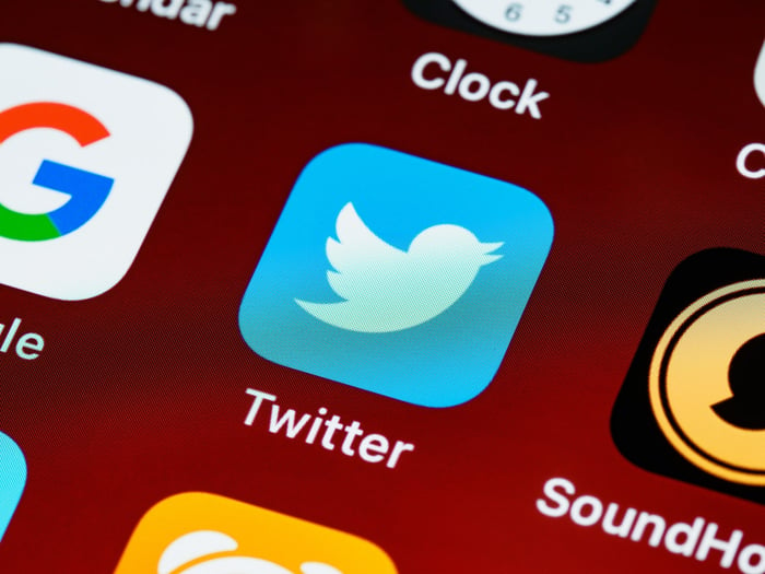 Close up of a Twitter app icon on a phone screen