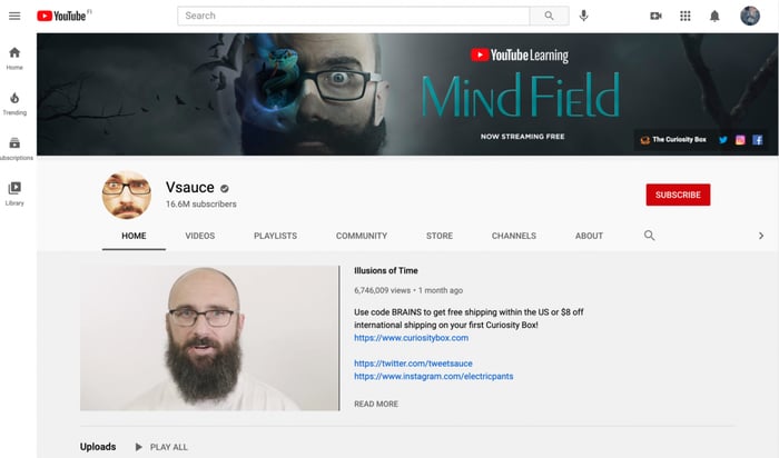 Vsauce YouTube channel 