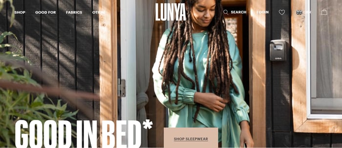 Landing page del sito Lunya