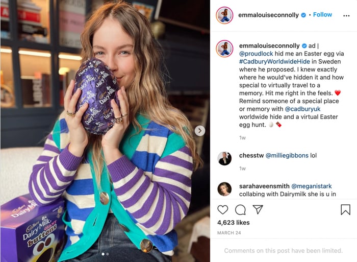 Example of user-generated content from Cadbury's 2021 easter egg hunt